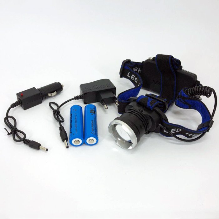 Налобний ліхтар Bailong BL-T24-P50 акумуляторний LED/Zoom 3 режими роботи, ліхтар на голову для риболовлі