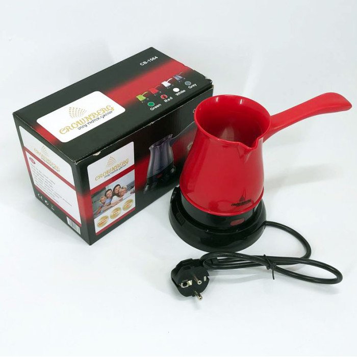 Турка електрична кавоварка Crownberg CB-1564, електро кавоварка турка. Колір: червоний