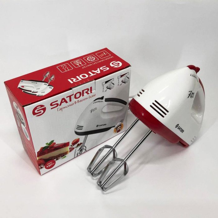 Міксер ручний Satori SM-1911-RD, найкращий ручний міксер, ручний міксер з насадками, міксер для збивання