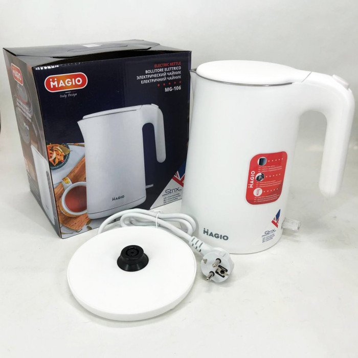 Електрочайник MAGIO MG-106, дисковий 1.5Л, стильний електричний чайник, маленький електрочайник