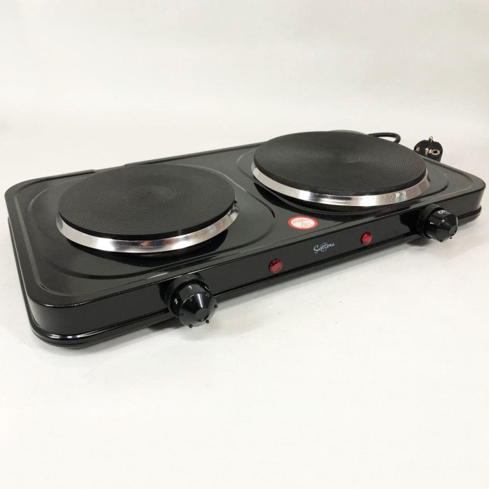 Плитка настільна електрична Suntera DP-1935B, 2500 W, 2 конфорки різного діаметру. Колір: чорний