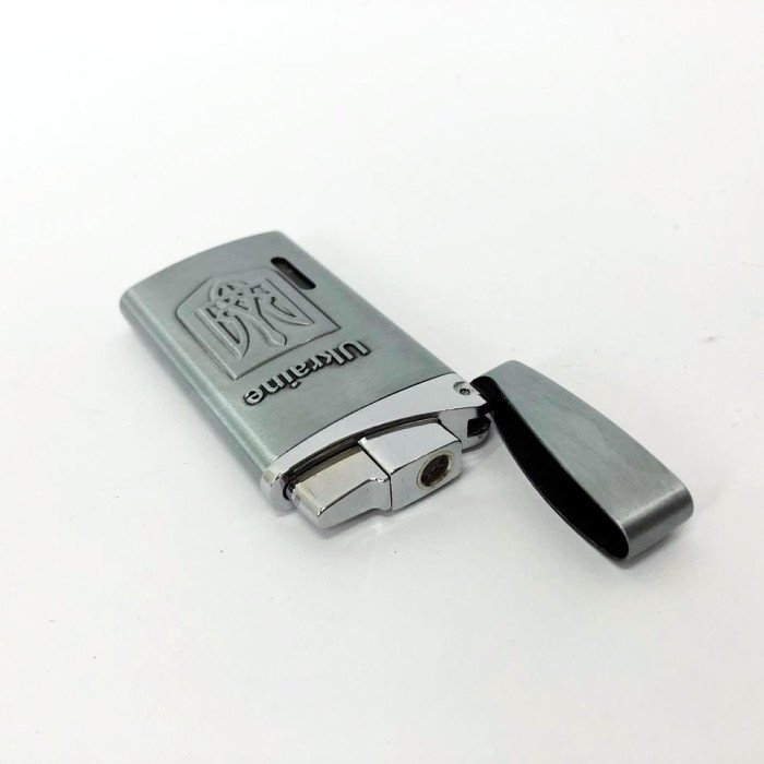 Турбо запальничка, кишенькова запальничка "Ukraine" 325, запальничка подарунок на день народження. Колір: срібний