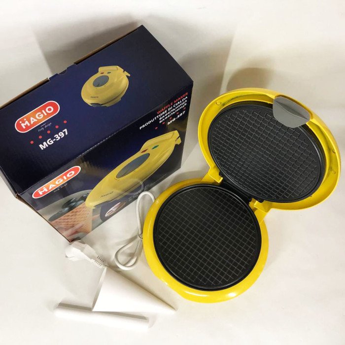 Вафельниця кругла Magio MG-397 1 секція 750 Вт, Електровафельниця для тонких вафель, електрична