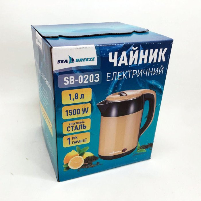 Чайник термос SeaBreeze SB-0203 1.8 Л 1500 Вт, Хороший електричний чайник, Чайник електро, Стильний