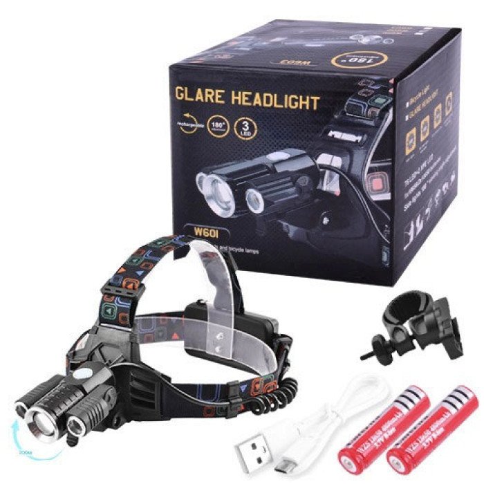 Ліхтар налобний W602-T6-2XPE Bike з велокріпленням 2x18650, світлодіодний ліхтар на лоб, надпотужний