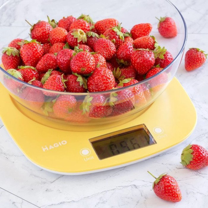 Ваги кухонні MAGIO MG-290, кухонні ваги зі знімною чашею, електронні ваги для продуктів. Колір: жовтий