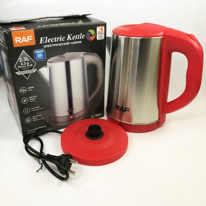 Електрочайник з нержавіючої сталі RAF R7883 2,3л. Колір: червоний