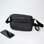 Стильна чоловіча сумка-месенджер із натуральної шкіри флотар, чорного кольору, чоловічі сумки через плече