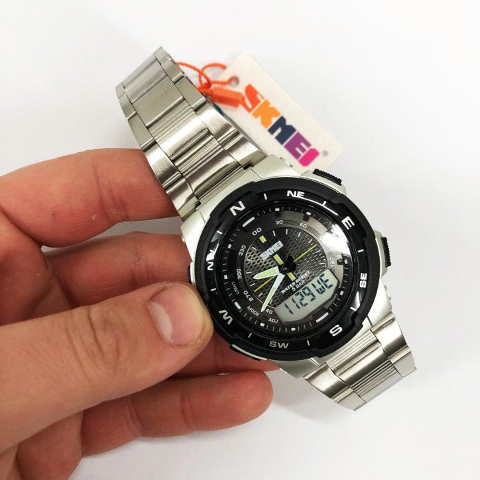 Годинник наручний чоловічий SKMEI 1370SI, армійський годинник протиударний, водонепроникний чоловічий годинник