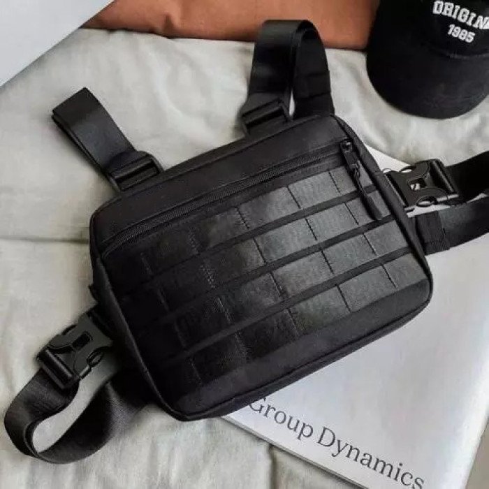 Чорна чоловіча сумка тактична нагрудна, Нагрудна сумка кобура, Сумка ЗСУ, Сумка через плече військова