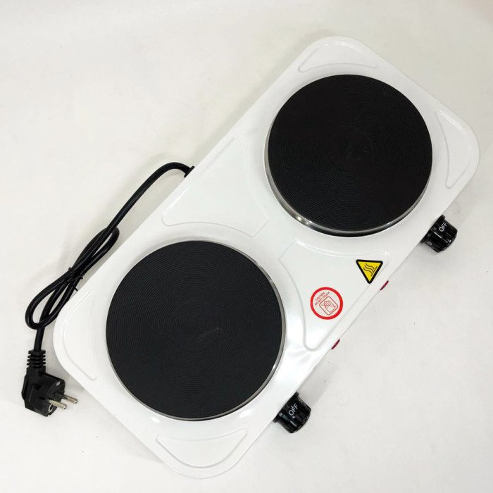 Плита електрична настільна побутова Crownberg CB-3746 двоконфоркова дискова кухонна плита 2000 Вт