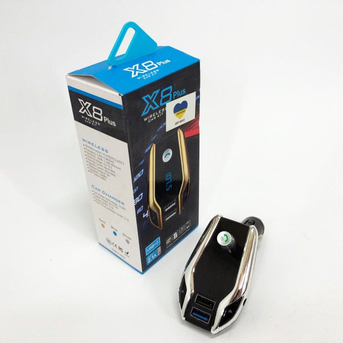 Автомобільний FM модулятор Bluetooth FM X8 plus, FM модулятор з флешкою ​​від прикурювача