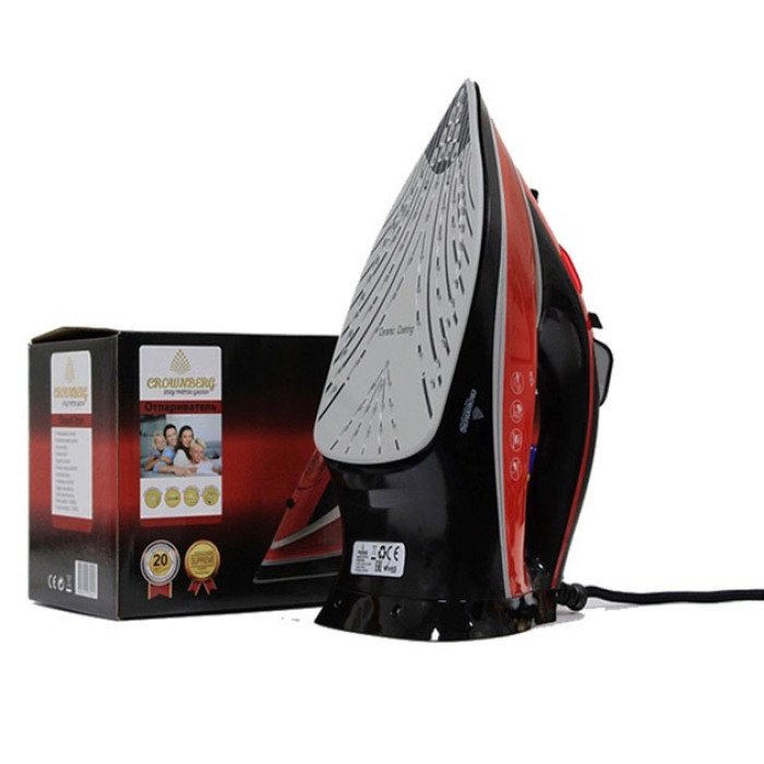 Керамічна потужна Парова Праска Crownberg CB-7441 має функції самоочищення та вертикальне відпарювання