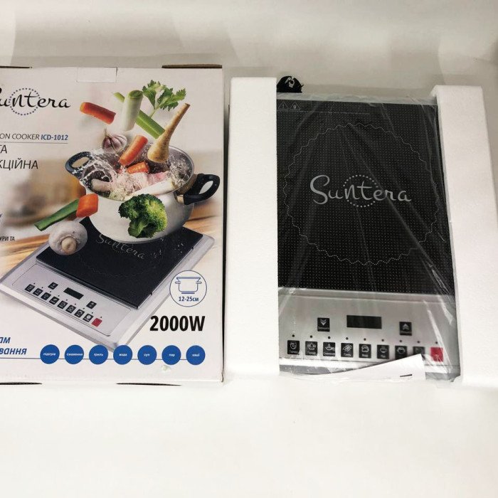 Плитка індукційна Suntera ICD-1012, 2000 Вт, індукційна плита міні, електроплита інфрачервона
