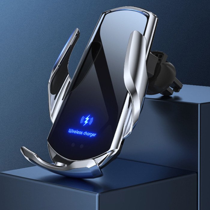 Автомобільний тримач S7 для телефону з бездротовим швидким заряджання flying wings. Колір: срібний