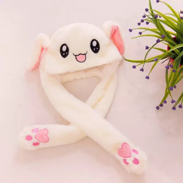 Карнавальна шапка з підсвічуванням: рожевий зайчик з піднімаючими вухами