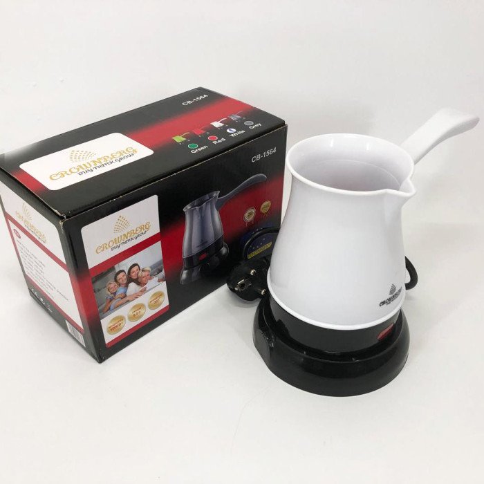 Турка електрична кавоварка Crownberg CB-1564, електротурка для кави, Електронна турка. Колір: білий