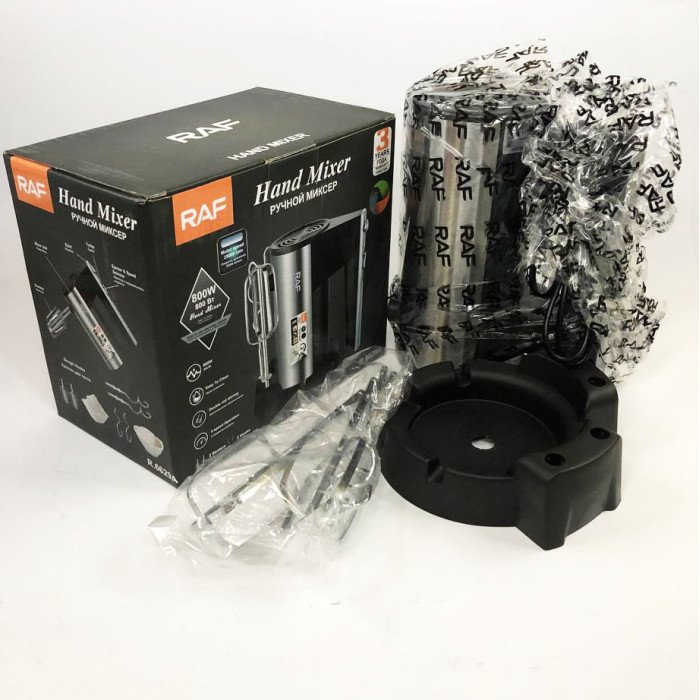 Ручний міксер RAF R6629A Кухонний 5 швидкостей із 2 змінними насадками 800Вт
