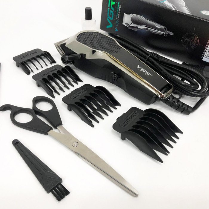 Машинка для стрижки VGR V-130 провідна професійна з насадками для окантовки триммер для волосся