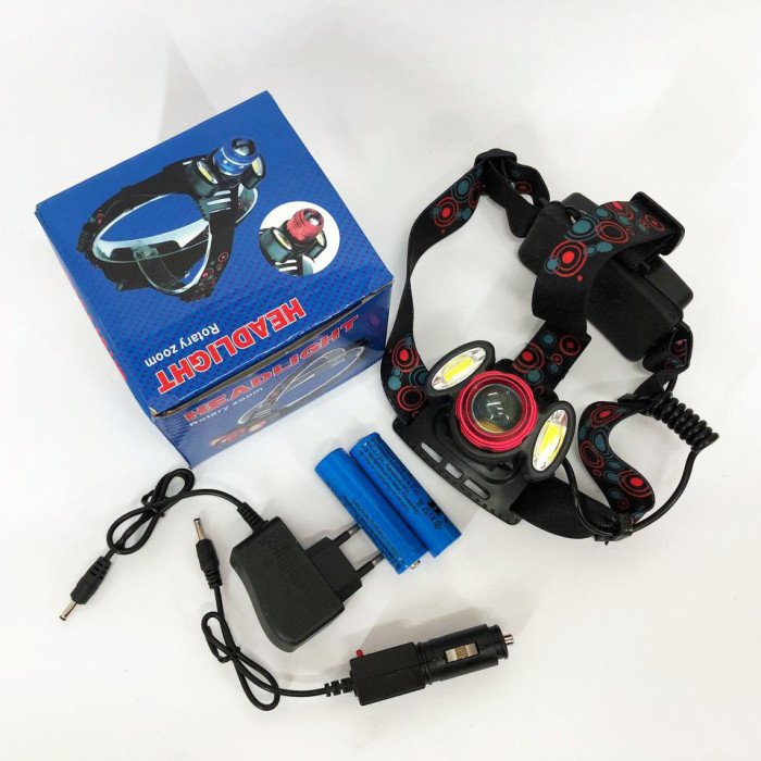 Універсальний налобний ліхтар 2117-T6+2COB 2х18650 3 світлодіоди 4 режими роботи свічення 1500 люмен