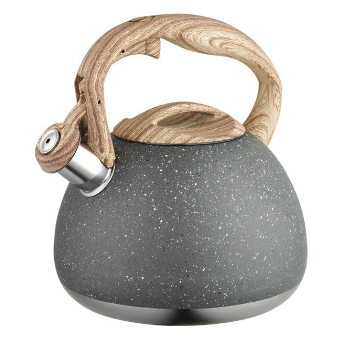 Чайник Unique зі свистком UN-5306 2,7л мармур, для газових плит, чайник нержавіюча сталь. Колір: темно-сірий