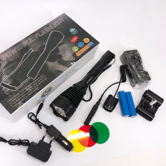 Ліхтар тактичний Police Q2800-T6 18650 х 2, заряджається від мережі 220В та авто ЗУ 12В, виносна кнопка