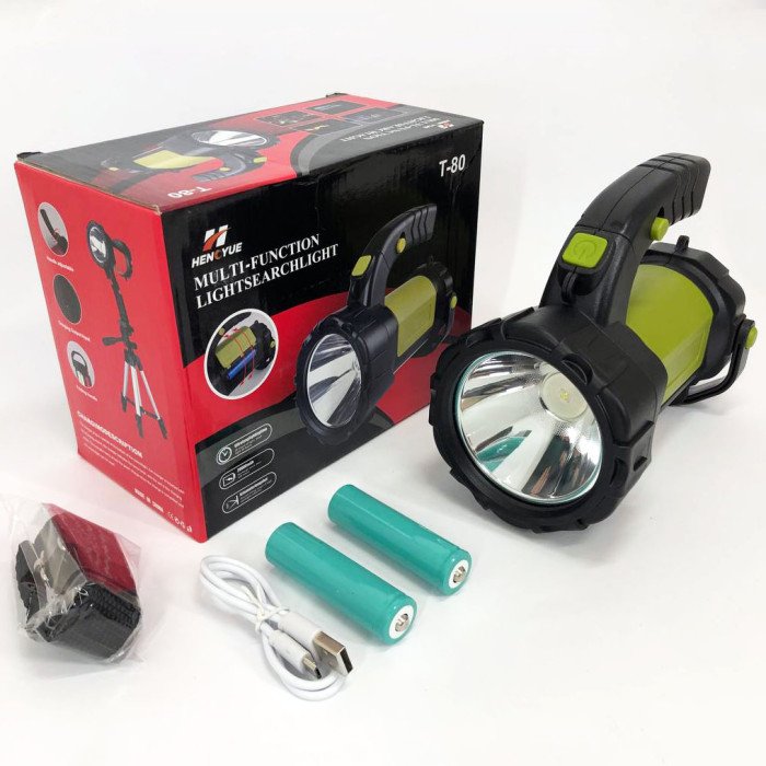 Ручний акумуляторний ліхтар T80C-5W+COB (white/red) із функцією Power Bank. Колір зелений