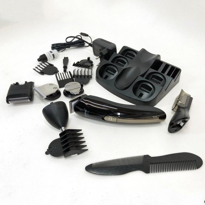 Тример чоловічий Kemei KM-600 універсальний 11 в 1 для стрижки волосся та гоління бороди та носа, бездротовий