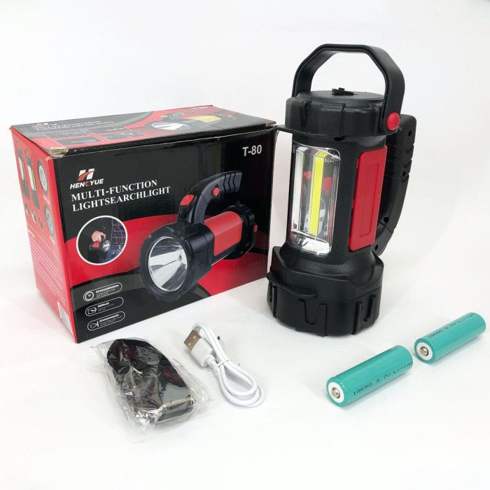 Ручний акумуляторний ліхтар T80C-5W+COB (white/red) із функцією Power Bank. Колір: червоний