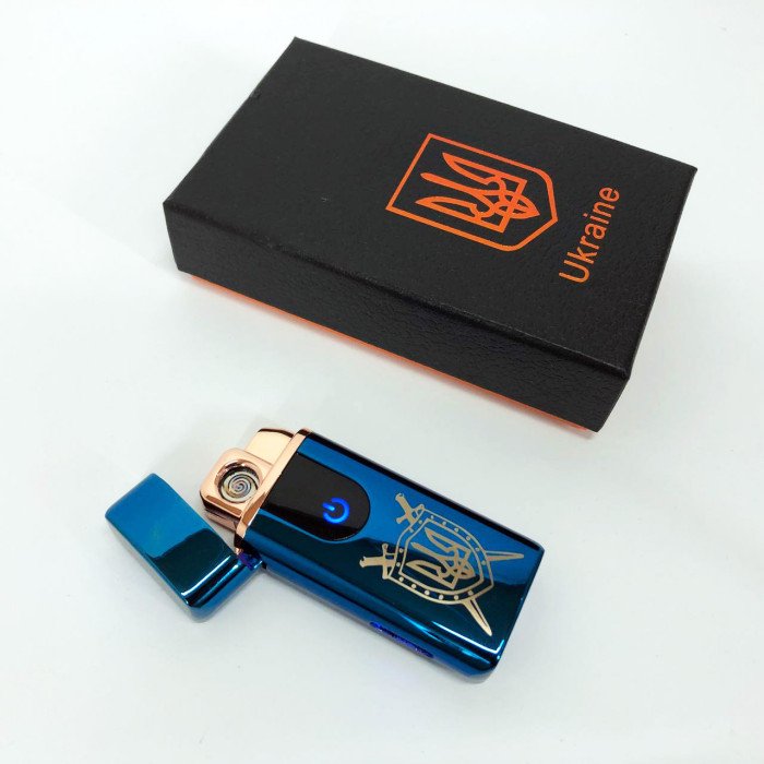 Електрична та газова запальничка Україна з USB-зарядкою HL-432, сенсорна запальничка. Колір: синій