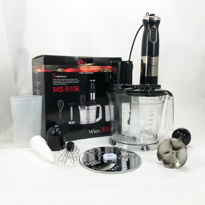 Блендер заглибний багатофункціональний 5-в-1 Domotec MS-5106 800 W, Портативний блендер подрібнювач