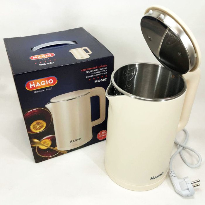 Чайник електричний MAGIO MG-502 1.5 л 1500 Вт, гарний електричний чайник, чайник електро, безшумний чайник