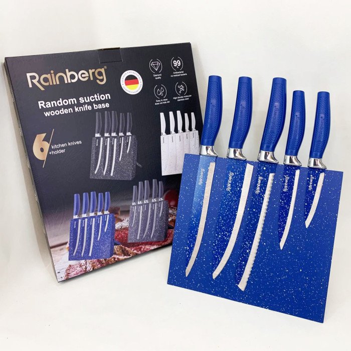 Набір ножів Rainberg RB-2322 з нержавіючої сталі з магнітною основою Blue