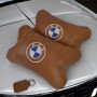 Комплект автоподушок 2шт з натуральної коричневої шкіри для BMW. Ортопедична подушка в авто БМВ