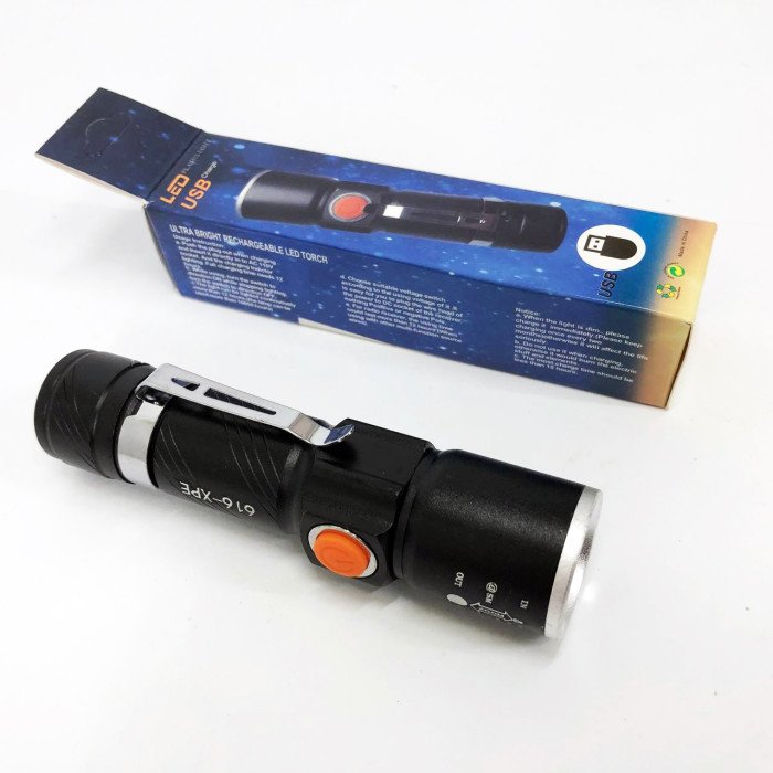 Кишеньковий ліхтарик Police 616-XPE, Портативний світлодіодний ліхтар із зарядкою, Алюмінієвий ліхтар