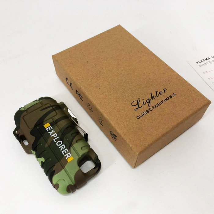 Дугова електроімпульсна запальничка водонепроникна EXPLORER HL-516, сенсорна запальничка. Колір зелений