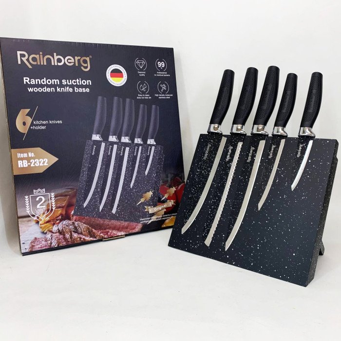 Набір ножів Rainberg RB-2322 з нержавіючої сталі з магнітною основою Black