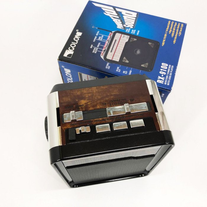 Радіоприймач GOLON RX-9100 USB+SD Радіо з ліхтарем, Ретро радіо, FM передавач. Колір: коричневий