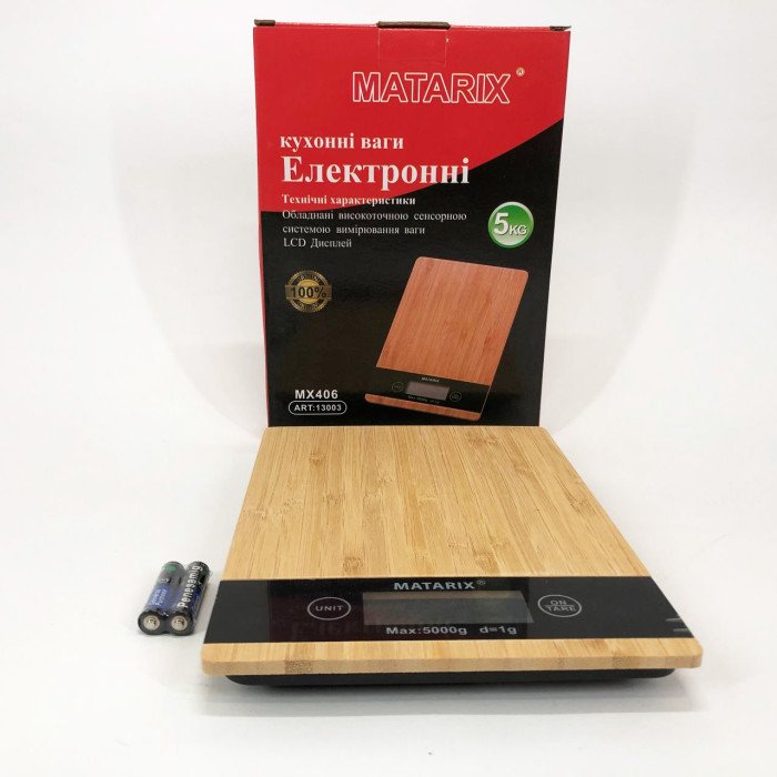 Ваги кухонні MATARIX MX-406 5кг Wood, Кухонні ваги для приготування страв, Ваги для домашньої кухні