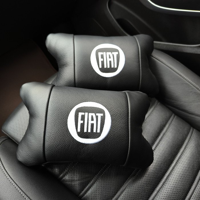 Набір подушок Fiat з натуральної шкіри + вишивка логотипу та шкіряний брелок у подарунок