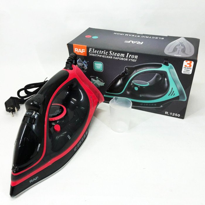 Праска парова RAF R.1250 з керамічною підошвою та функцією самоочищення 2200 Вт. Колір: червоний