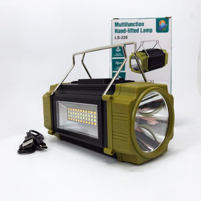 Ліхтар переносний LS-228-LED WHITE+RED+BLUE+YELLOW, Ліхтар для кемпінгу з вбудованим зарядним пристроєм