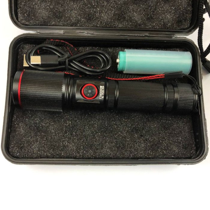 Ліхтар переносний P520-P50, ЗУ Type-C, 1x18650/3xAAA, zoom, індикація заряду, ремінець, Водонепроникний