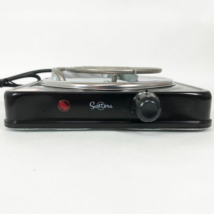 Плита електрична Suntera SP-1910, електроплита 1000 w, електроплита 1 комфорка. Колір: чорний