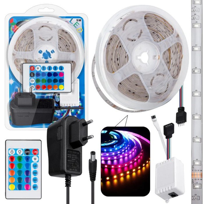 Світлодіодна стрічка SMD 5050 RGB LED 2 м IP65 з пультом та блоком живлення USB, 2м, Стрічка світлодіодна 5050