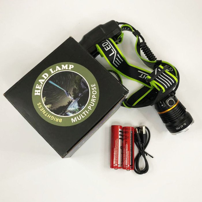 Налобний ліхтар Bailong BL-A7-P50, zoom, microUSB, 2х18650, 3 режими, надпотужний ліхтар налобний