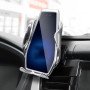 Автомобільний тримач S7 для телефону з бездротовим швидким заряджання flying wings. Колір: срібний