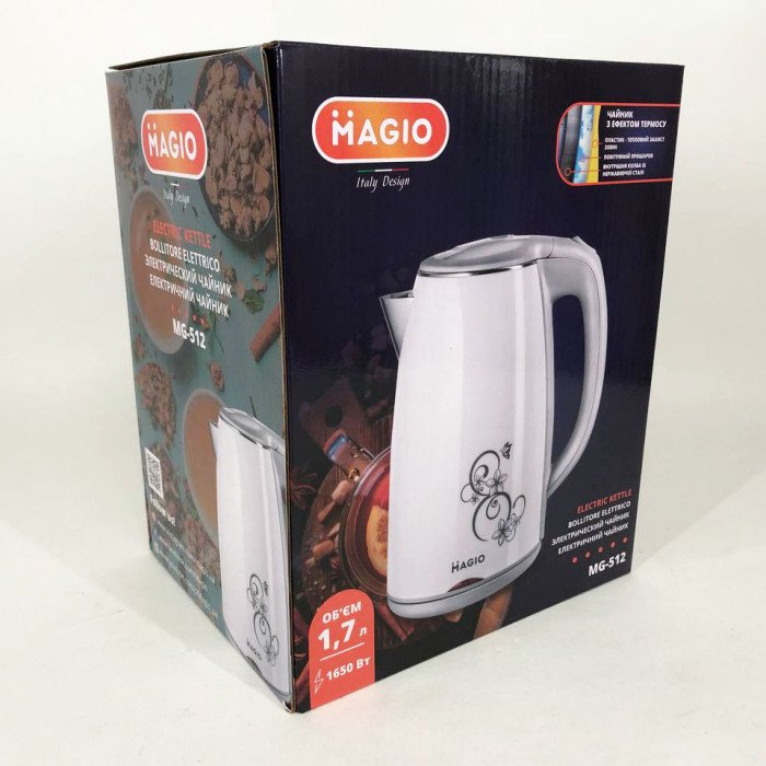 Електрочайник MAGIO MG-512, 1.7 л 1650 Вт, стильний електрочайник, чайник електро, чайник дисковий