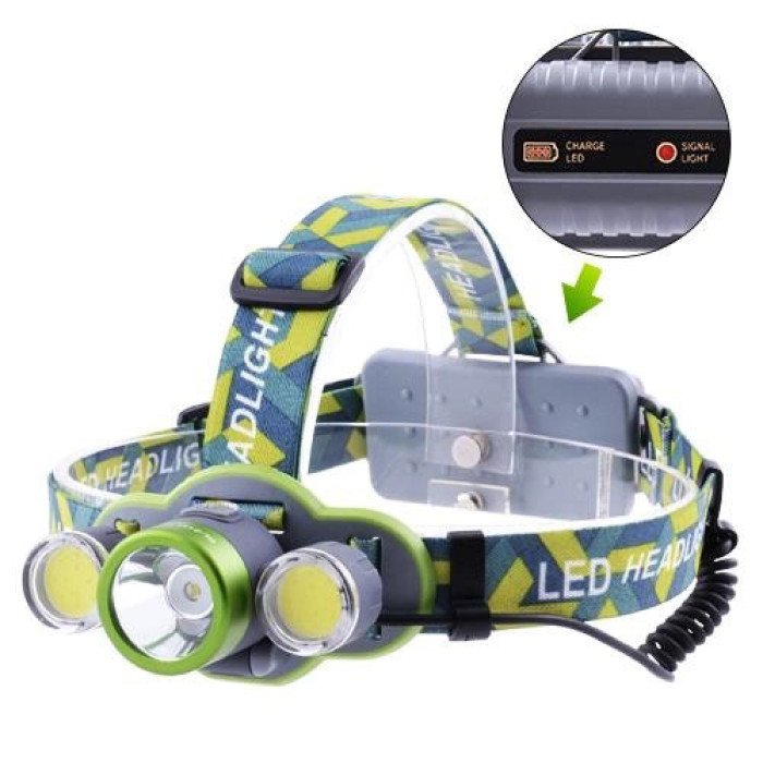 Ліхтар налобний 2133-T6 + 2COB з індикацією заряду, світлодіодний налобний ліхтарик, ліхтар на лоб