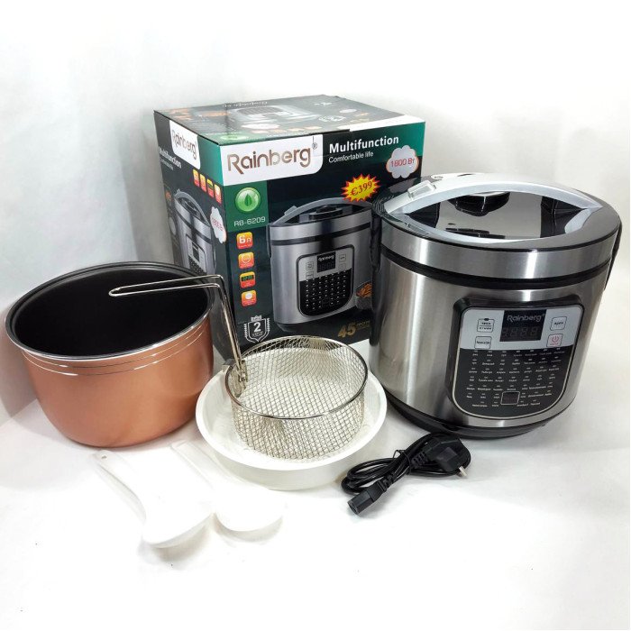 Мультиварка пароварка Rainberg RB-6209 45 програм 6 л 1000W, Сенсорна мультиварка рисоварка